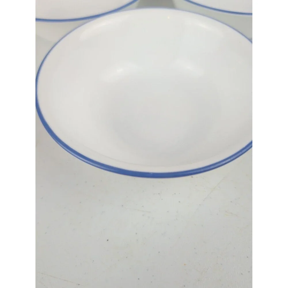 Lot of 3 Vintage Corelle White w/Blue Rim Blue Line 6.25” Cereal Soup Bowls